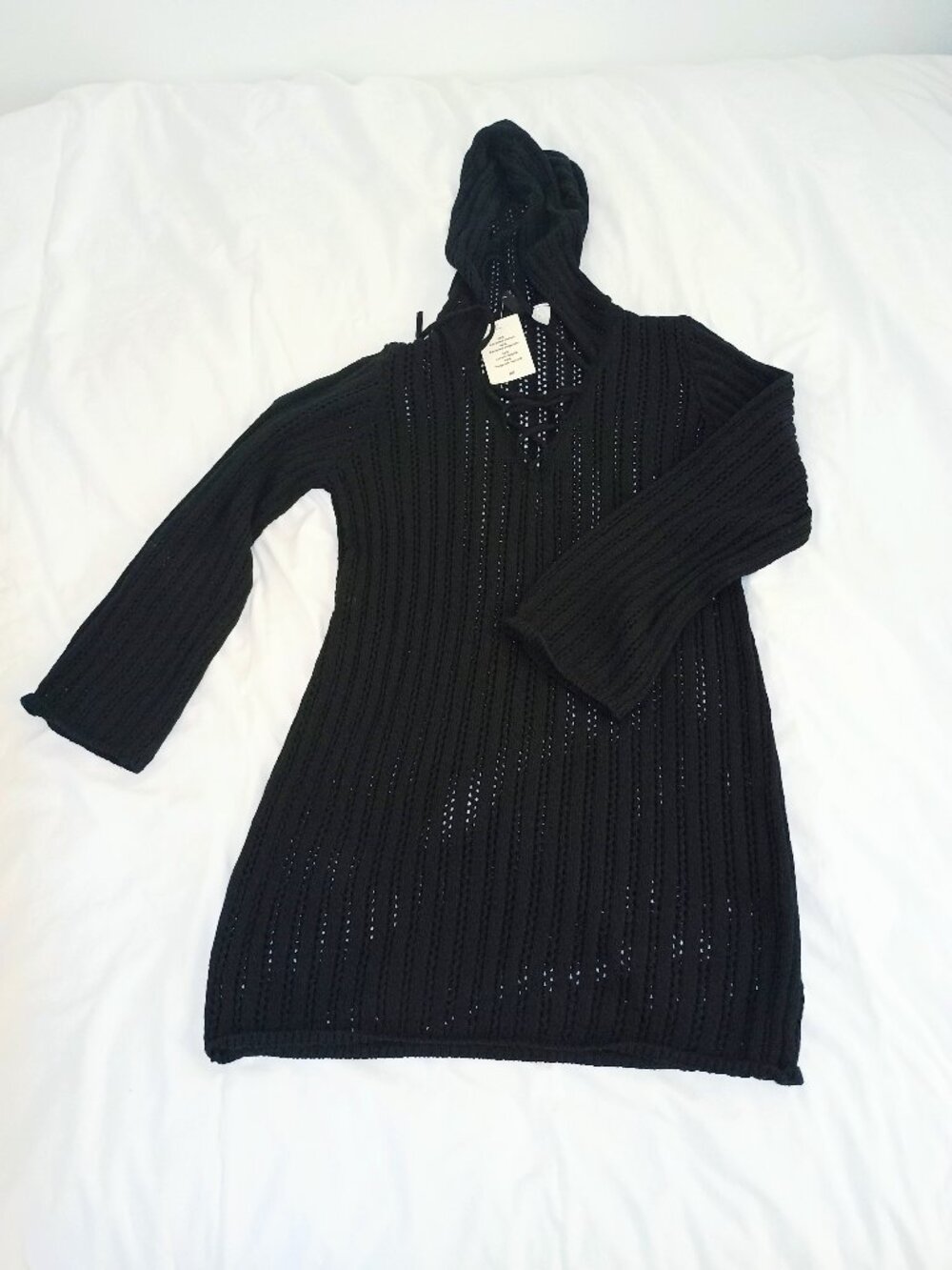 H&M Black Lacing-Detail Hooded Dress